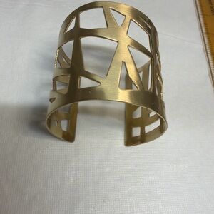Vintage Cuff Bracelet Gold Tone Geometric 3” Wide OSFA Bracelet Gorgeous